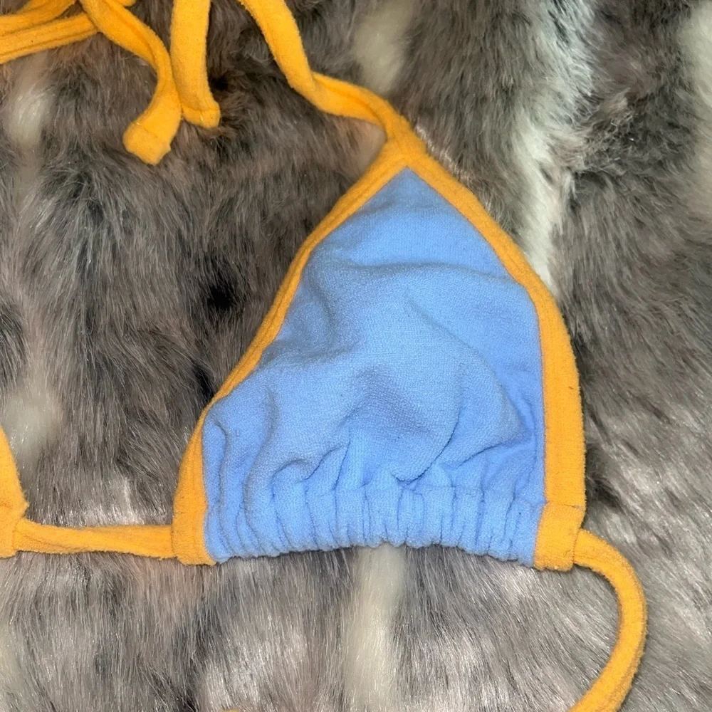 Frankie’s Tia Terry Bikini top orange blue in Bluebird sz small S
